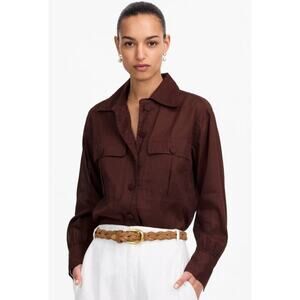 Madewell Utility Top Long Sleeve Popover Shirt Dark Carob NWT M